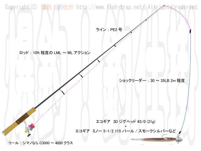 ヒラマサのルアー仕掛け 3dジグヘッド ワーム 爆釣 釣り仕掛